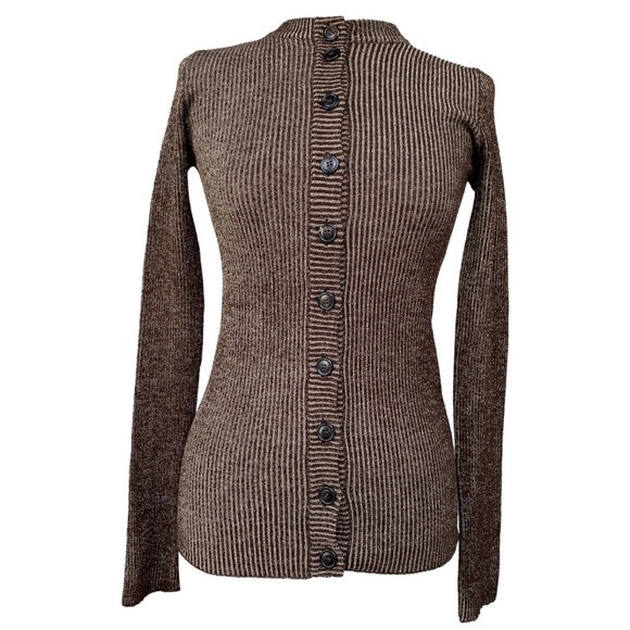Brown Ribbed button up cardigan